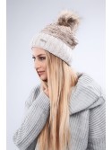 Beige winter hat with a cuff C11 - Online store - Boutique